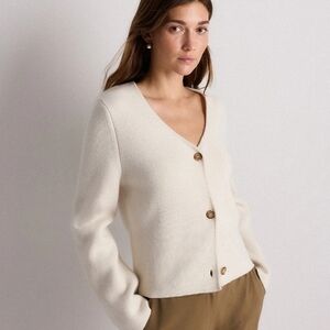 Quince Structured Mongalian Cashmere Cardigan Sweater True Navy NWT